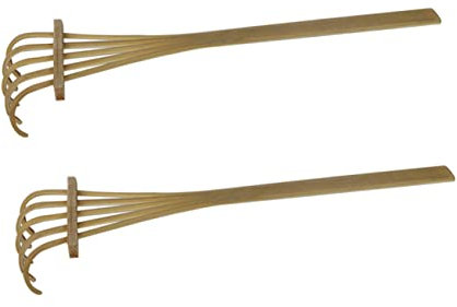 Yardwe Mini Bamboo Rake Five Tine Desktop Decor Set of 2 Khaki