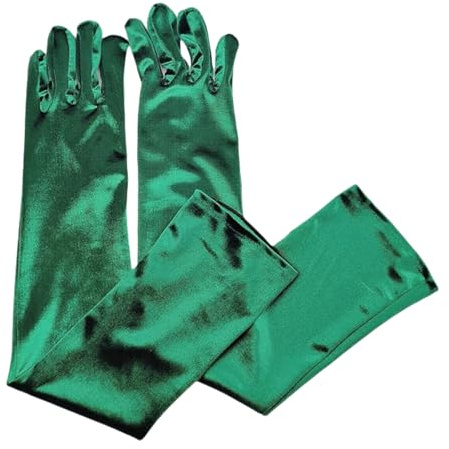 HSTWODE 1920s, guanti da donna, elastici, eleganti, guanti da sera, accessori da donna, verde scuro, Taglia unica
