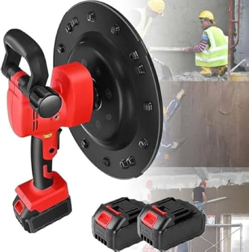 LTdlhFk Truelle électrique, Polisseuse Murale sans Fil, 300 TR/Min, 6 Vitesses Variables, Malaxeur à Mortier avec Agitateur, 2 Batteries
