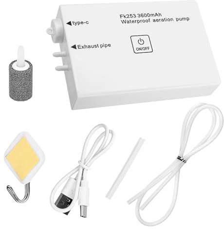 Pompe à air pour aquarium, mousseur silencieux alimenté par USB, aérateur d'oxygène réglable, 12 x 8,4 x 3,4 cm, outil compact de circulation d'eau pour hydroponie, étang intérieur et extérieur