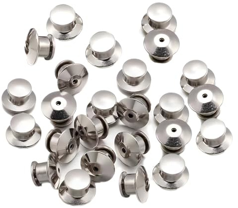 DOETYD 30 Pcs Locking Pin Backs,Silver Locking Pin Keepers Backs,Jewelry Brooches Badge Name Tags Locking Pin Backs Replacement