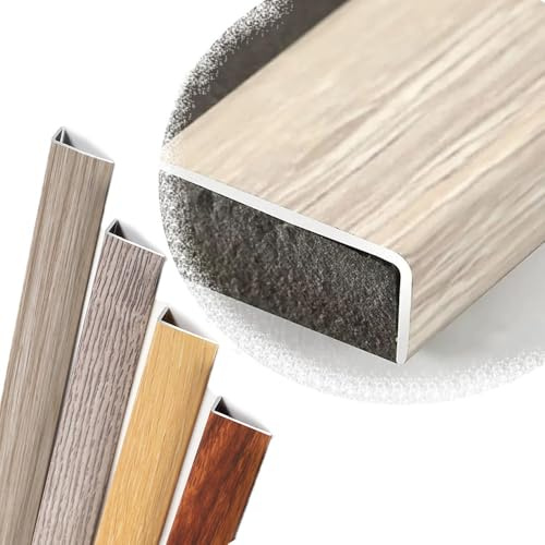 Perfil de nariz de escalera de metal, protector de borde de grano de madera para una seguridad duradera de escaleras, se adapta a madera, vinilo y azulejos, acabado de roble gris