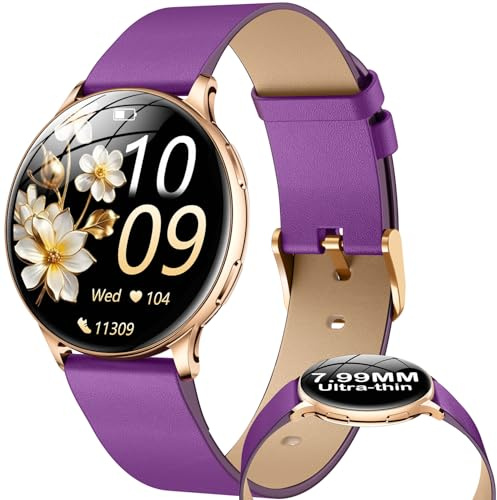 Smartwatch Damen mit Telefonfunktion Sportuhr Armbanduhr: 1,32 AMOLED Rund Smart watch mit Pulsuhr Schlafmonitor Schrittzähler Uhren mit 100+ Sportmodi Wasserdicht Fitness Uhr Kompatibel iOS Android