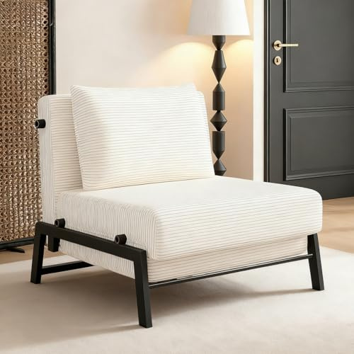Bäddsoffa 2-sits, konvertibel hopfällbar sovsoffa med vadderade säten, lounge soffa och vilstol för vardagsrum, gästrum, sovrum