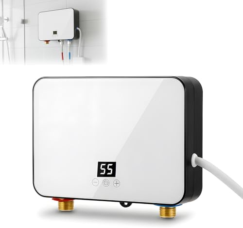 Mini calentador de agua instantáneo para debajo de la mesa con indicador de temperatura LCD, IPX4 resistente al agua para ducha, baño, cocina, calentador electrónico instantáneo
