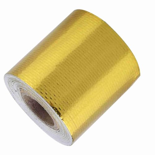 ZDETGU Nastro Adesivo in Foglio di Alluminio, Isolante Termico Fonoassorbente Ritardante di Anticorrosivo, con Forte Adesione e Facile Applicazione, per Firewall Celle a Combustibile (Oro 5M*5Cm)
