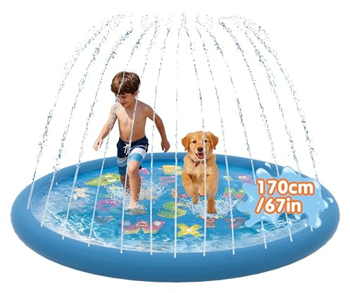Sprinkler Wasserspielmatte Splash Pad Wasserspielzeug Outdoor Sommer Spritzpad Matte Für Den Garten Draußen(170cm)