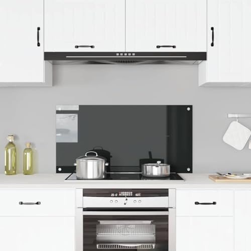 Mokuyary Kitchen Backsplash Black 100 x 50 cm Tempered Glass Splashbacks for Cookers, multiple sized kitchen splashbacks for walls