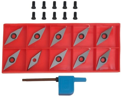 ARMYJY Lot de 10 inserts de coupe en carbure de tungstène indexables à 30 degrés pour tournage, creux et finition sur bois, contreplaqué, MDF, HDF et panneaux de particules 10 x 32 mm x 2,5 mm