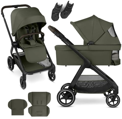 ABC Design City Life 2in1 Kombi-Kinderwagen – Babywanne & Sportwagen bis 22 kg, wendbare Sitzeinheit, Liegeposition, Teleskopschieber & großer Einkaufskorb bis 10 kg – Avocado