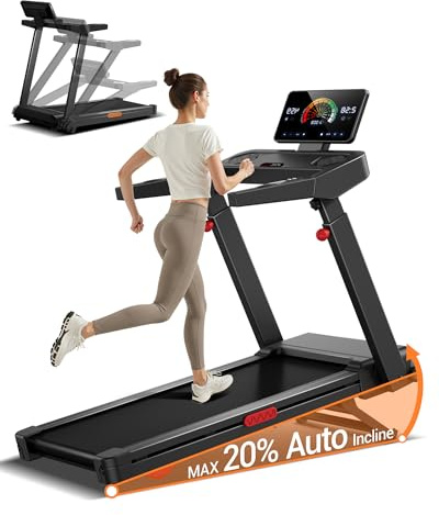 Foldable Treadmill for Home with 20% Incline, 14KM/H Treadmill with Handle