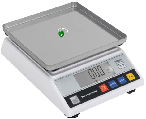Bilancia digitale da tavolo, 10 kg/0,5 g, con funzione di conteggio dei pezzi e display LCD, bilancia mobile con alimentatore di rete e batteria, bilancia industriale professionale per officina e