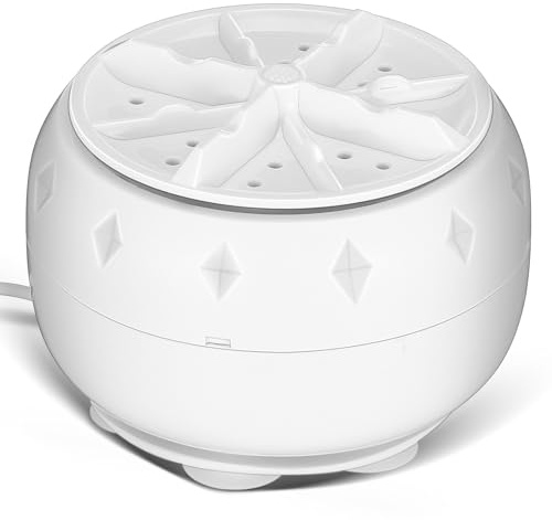 CLISPEED Mini Lavatrice Portatile con Turbina ad Ultrasuoni in Plastica Bianca, Pulizia Efficiente e Risparmio Energetico, per Casa e Appartamento