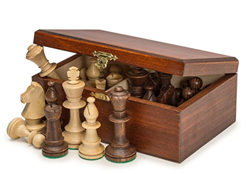 Staunton No. 5 Tournament Chess Pieces w/ Wood Box by Wegiel