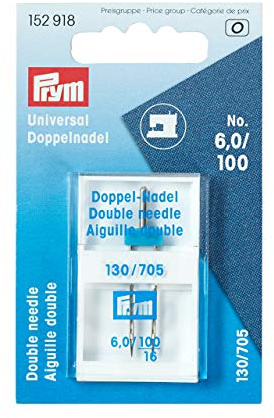 Prym 152918 Doppel-Nähmaschinennadel Universal, 130/705, 100/6,0mm