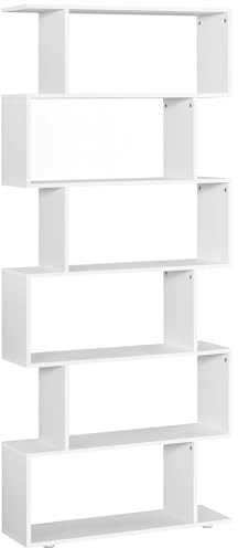 HOMCOM Estanteria Libreria 6 Estantes Madera Forma S 80x24x191 cm Estantes Color Blanco