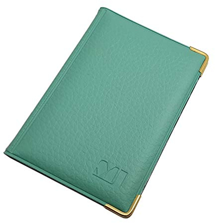 Exclusives Kredit- und Visitenkartenetui mit Schutzecken aus Metall 12 Fächer MJ-Design-Germany Made in EU verschiedenen Farben und Designs (Design 2 / Pistazie)