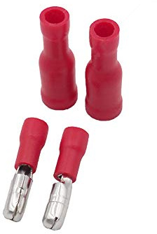 Grapelet Kabelschuhe x 100 - Rundstecker Rot x50 / Rundsteckhülsen Rot x50 - Quetschverbinder, Isolierte - Für Kfz, Elektronik und Hobby