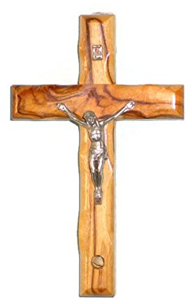 Pared Cruz Crucifijo madera de olivo con piedra de Belén Tierra Santa Jerusalén 5 pulgadas