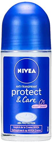 NIVEA Déodorant Bille Protect & care (1 x 50 ml), déodorant femme protection efficace 48H, déo femme inspiré de la crème NIVEA, Anti transpirant sans alcool