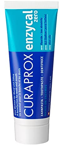 Curaprox Enzycal Zero Tandkräm, 75ml, Tillverkad I Schweiz | Smaklös, Fluoridfri Med Enzymer För Känsliga Tänder, Mild, Mentolfri, SLS-Fri