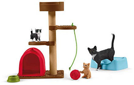 SCHLEICH 42501 Spielspaß für niedliche Katzen, für Kinder ab 3+ Jahren, Farm World - Spielset