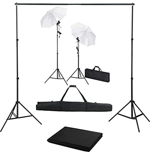 vidaXL Fotostudio Set mit Hintergrund Leuchten Schirmen Studioschirm Hintergrundsystem Komplettset Dauerlicht Lampe Stativ Studioset Fotografie