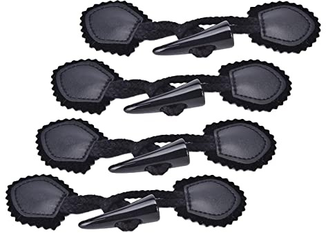 Colcolo 4 Paare Knebelknöpfe DIY Nähknöpfe Dufflecoat Mantel Jacket Knöpfe, aus PU-Leder und Harz - Schwarz
