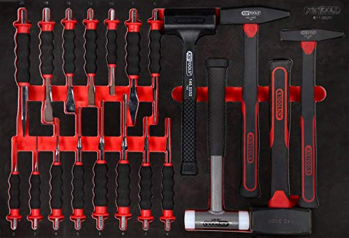 KS Tools 811.0020 Hammer- / und Meißel-Satz in Schaumstoffeinlage, 20-tlg