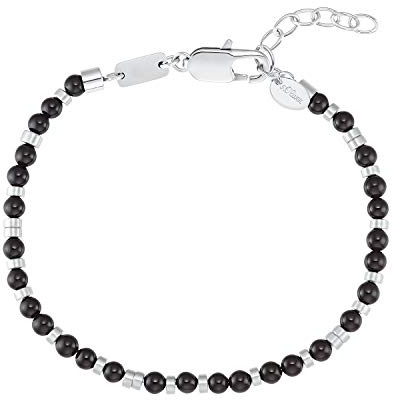 s.Oliver Armband Edelstahl Herren Armschmuck, mit Achat, 20+3 cm, Schwarz, Kommt in Schmuck Geschenk Box, 2031484