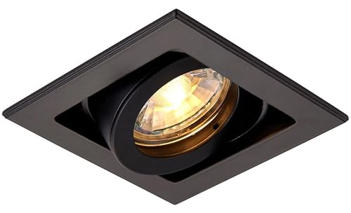 National Lighting Xeno Matt Black Indoor Ceiling Lights - Mains Powered Single Boxed Downlights - Recessed GU10 Spotlights - Adjustable Tilt GU10 LED Compatible Lamps