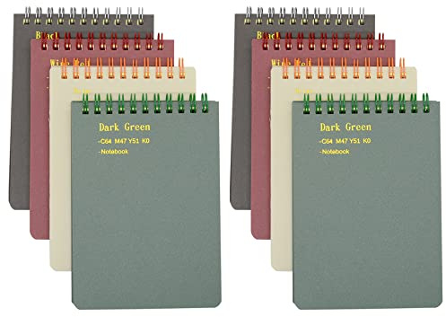 Yansanido Top Bound Spiral Notebook, 8 Pcs 4 Color A6 Size Thick Plastic Hardcover 7mm College Ruled Paper 80 Sheets (160 Pages) Journal for School and Office Supplies (8 Pcs A6)