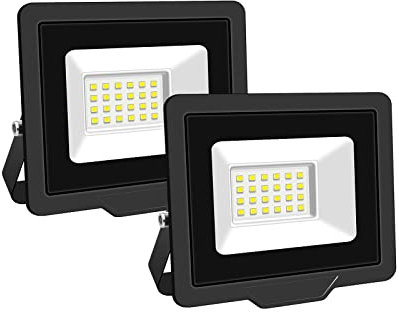 PICAA Projecteur LED Exterieur,2PCS 20W Projecteur Exterieur,IP66 Etanche 2000LM Spot LED Extérieur Puissant, Lumières d'inondation.pour jardin, Garage,Patio,Grange,Cour (3500K Blanc Chaud, 20W)