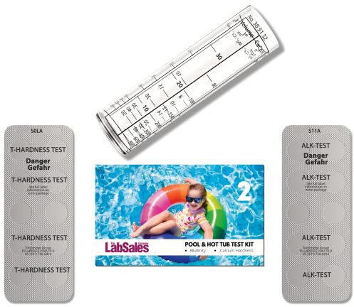 Labsales Badtunna, spa och poolvatten 2-i-1 testkit för alkaliskt och hårdhet, enkelt test för kemikalier, glöm testremsor, resultat på några sekunder, 10 tester vardera ingår