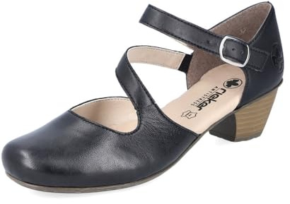 Rieker Femme Escarpins 41780, Dame Escarpins Slingback,Bracelet à la Cheville,Slingback,Cuir,Confortable,Noir (Schwarz / 00),39 EU / 6 UK