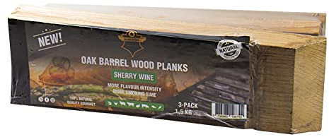 POWERHAUS24 Oak Barrel Wood Plank Sherry, Grill-Räucherholz, Grillplank, 3 Stück je 500g, 100% natürlich, Gourmet-Qualität, ca. 1,5 kg
