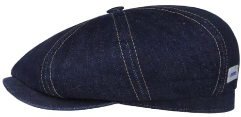 Stetson Hatteras Sustainable Denim Flatcap Herren - Mütze aus Baumwolle und Ramie - Ballonmütze Made in the EU - Nachhaltig - Frühjahr/Sommer Denim S (54-55 cm)