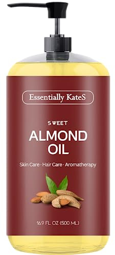 Essentially KateS Sweet Almond Oil 16.9 fl oz - 100% Pure and Natural and Cold Pressed