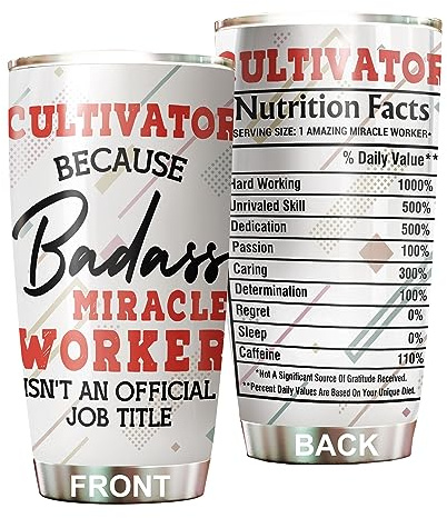 MEDROC Miracle Worker Nutrition Facts Cultivator Tumbler Stainless Steel 20oz, Funny Gifts Bulks For Office Women Men Work Friend Coworker, Driking Coffee Cup For Birthday Christmas