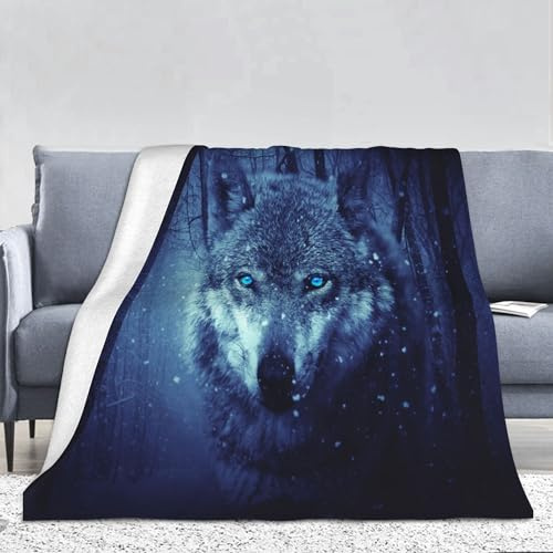 PAAHRYI Wolfsmuster Decke150x200cm,3D Wolfsdruck Kuscheldecke,Wald Wild Tier Wolf Fleecedecke,bequem und atmungsaktiv Wohndecke Für Teens Erwachsene (150 x 200 cm, A)
