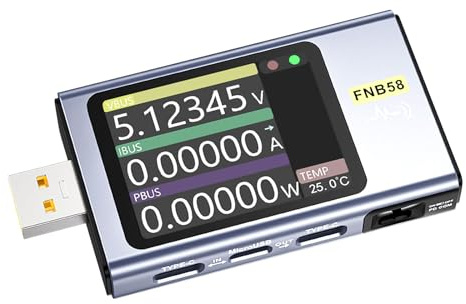 FNB58 USB Tester, 4–28 V USB Spannungsmesser, PD-Trigger, digitaler Voltmeter, Stromtester, USB Typ C, Schnellladeprotokoll, Kapazitätstester, max. 7 A, Amperemeter