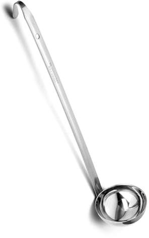 Pleafind 1p Suppenkellel, 4 Oz Edelstahl Schöpflöffel mit Haken, Aufhängbar, Antihaft und Leicht zu Reinigen, Kann als Schöpfkelle, Soßenlöffel, Rührlöffel verwendet werden
