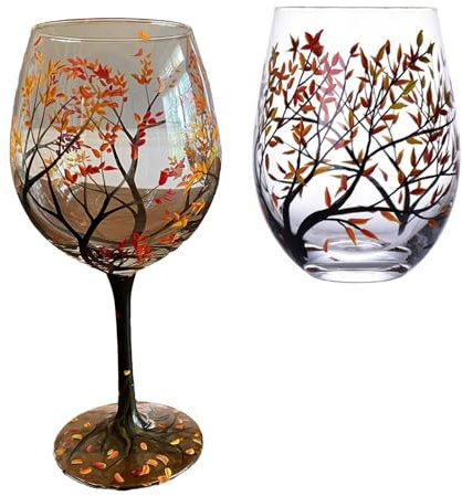 YOUNAFEN Verres à vin quatre saisons en forme d'arbre peint pour les amateurs de vin - Grand verre à boire - Cadeau