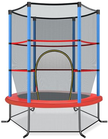 LIFEZEAL Trampolin Ø 165 cm mit Sicherheitsnetz, Mini-Trampoline Indoor, Gartentrampolin für Training & Unterhaltung, Kindertrampolin für Kinder von 3-6 Jahren