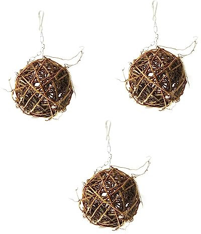 BESPORTBLE 3pcs Rattan Bird Toys Willow Balls for Parrots Small Birds Chew Toys Hanging Ornament
