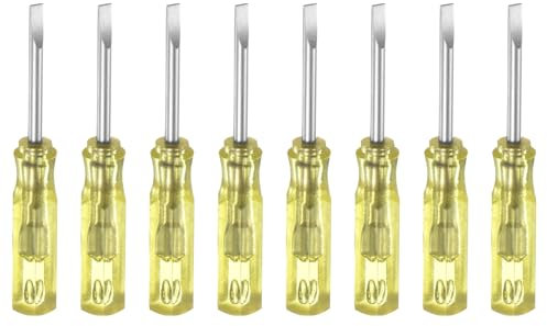 QUARKZMAN 8pz Sl2.0 Mini Cacciavite a Taglio 2mm Testa Piatto Magnetica 45mm Lunghezza per Riparazioni di Piccoli Elettrodomestici, Giallo