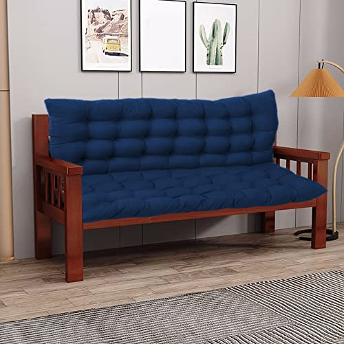 XZHWSZD Überfülltes Sitzkissen für 2-und 3-Sitzer-Stühle für Innenmöbel,Ersatzkissen für Sofa-Sitzpolster und Schaukel,Dickes Bankkissen mit Rückenlehne,Sofapolster für Zweisitzer,100X100X8 cm,blau