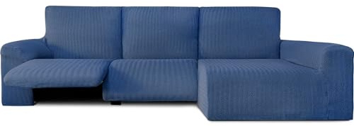 ECOMMERC3 | Copridivano Chaiselongue Braccio Lungo Destra con Relax - Copridivano ChaiseLongue Colore Blu Bielastico, Traspirante e Facile da Posizionare, con Schiume di Tenuta e Gomme