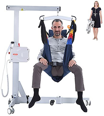 Electric Patient Lift for Home Use - Foldable Portable Hoist for Transfer Between Bed, Sofa, Wheelchair, Bathtub, Car - Ideal for Elderly/Disabled.