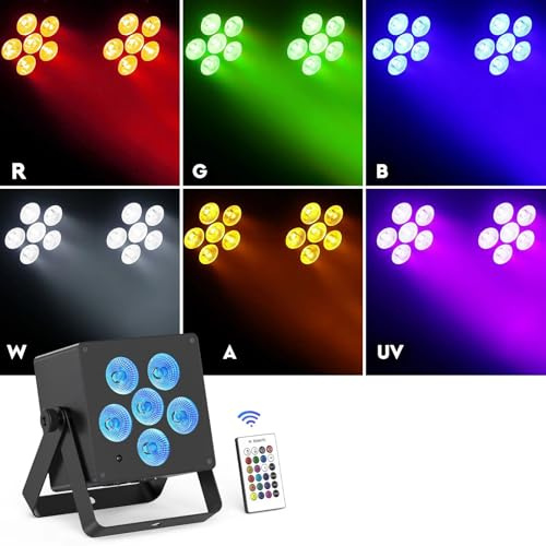 Lampe LED 50 W avec télécommande, 6 en 1 Rechargeable RVB DMX512, 12 Heures d'éclairage sans Fil pour DJ Disco Party KTV Mariage Anniversaire Bar Club Halloween Noël